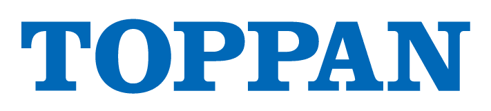 Toppan logo showcasing brand identity in bold blue text.